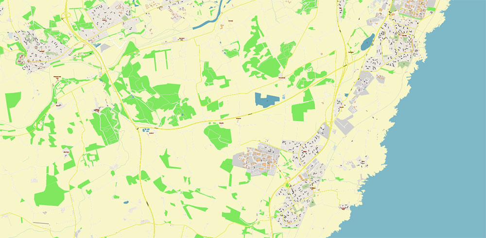 Aberdeen UK PDF Vector Map: City Plan High Detailed Street Map editable Adobe PDF in layers