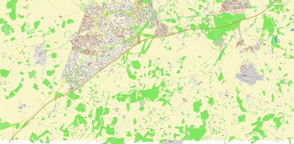 Basingstoke UK Map Vector City Plan High Detailed Street Map editable Adobe Illustrator in layers