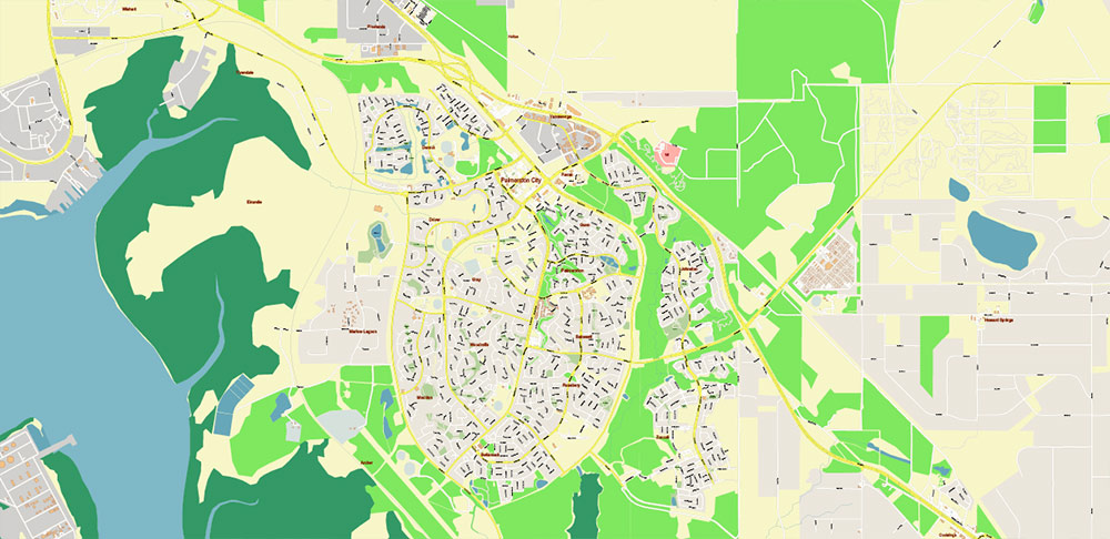 Darwin Australia PDF Vector Map: City Plan High Detailed Street Map editable Adobe PDF in layers
