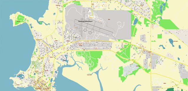 Darwin Australia PDF Vector Map: City Plan High Detailed Street Map ...