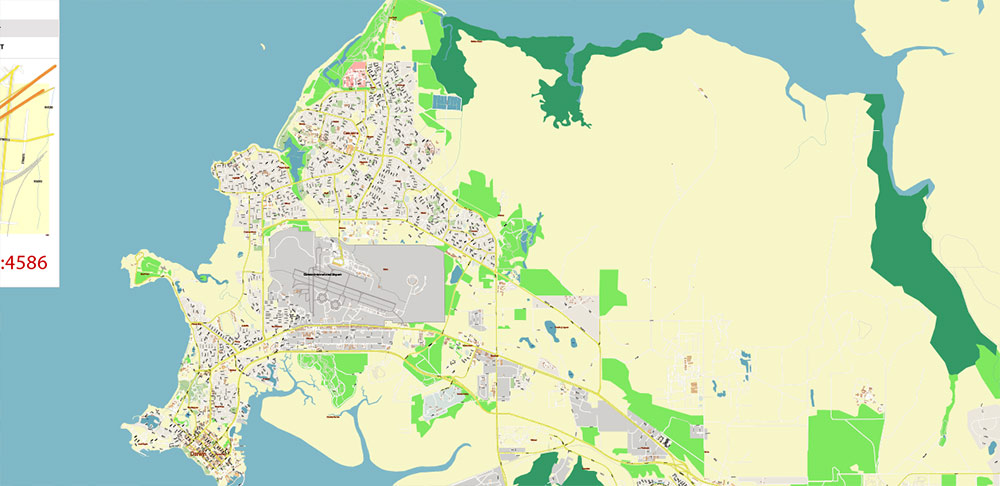Darwin Australia Map Vector City Plan High Detailed Street Map editable Adobe Illustrator in layers