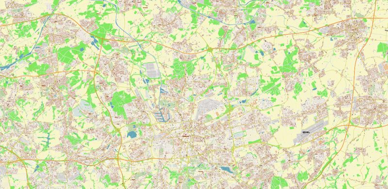 Dortmund Germany Map Vector City Plan High Detailed Street Map editable Adobe Illustrator in layers