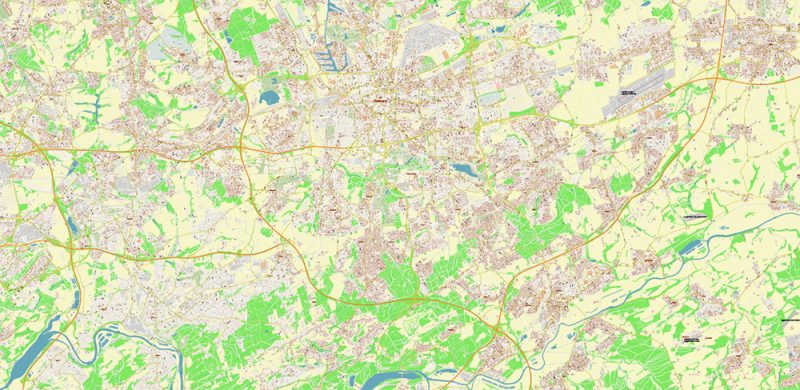 Dortmund Germany Map Vector City Plan High Detailed Street Map editable Adobe Illustrator in layers