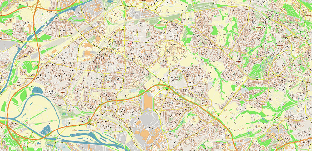 Duisburg Germany PDF Vector Map: City Plan High Detailed Street Map editable Adobe PDF in layers
