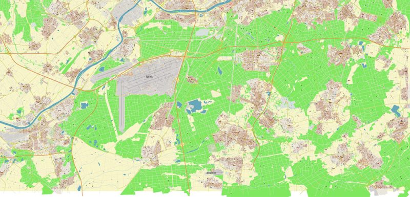 Frankfurt am Main Germany Map Vector City Plan High Detailed Street Map editable Adobe Illustrator in layers