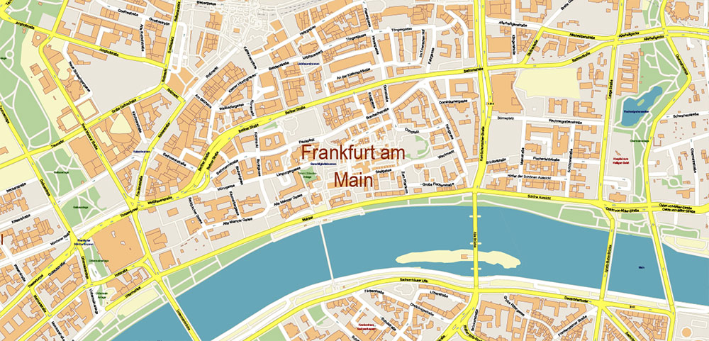 Frankfurt am Main Germany PDF Vector Map: City Plan High Detailed Street Map editable Adobe PDF in layers