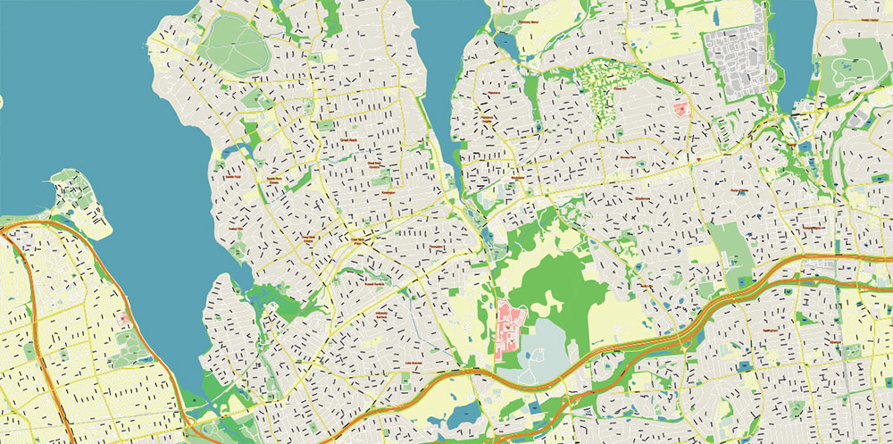 New York City: Manhattan + Long Island NY US Map Vector City Plan High Detailed Street Map editable Adobe Illustrator in layers