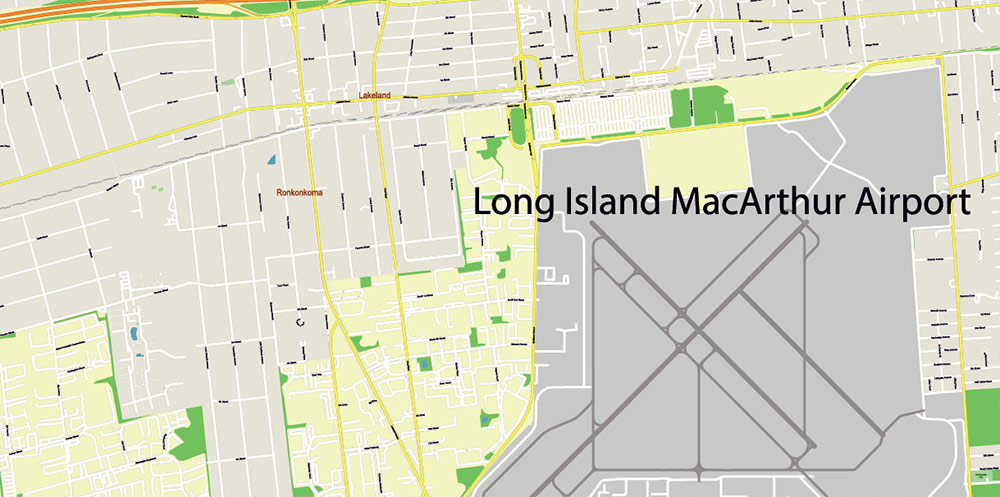 New York City: Manhattan + Long Island NY US PDF Vector Map: City Plan High Detailed Street Map editable Adobe PDF in layers
