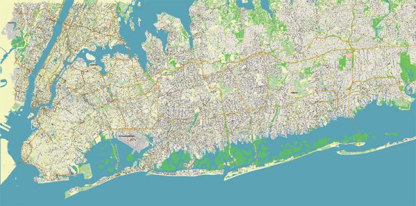 New York City Manhattan Long Island NY US PDF Vector Map City Plan Manhattan Long Island New York Us Map Vector Gvl17 Ai 10 Ai 2 Ai Pdf 59 600x298 