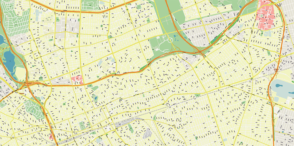 New York City: Manhattan + Long Island NY US Map Vector City Plan High Detailed Street Map editable Adobe Illustrator in layers