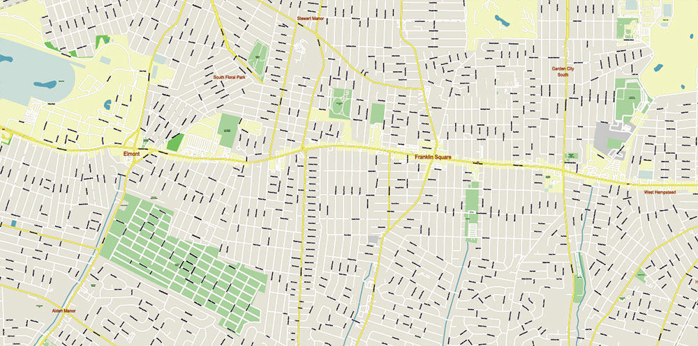 New York City: Manhattan + Long Island NY US PDF Vector Map: City Plan High Detailed Street Map editable Adobe PDF in layers