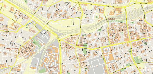 Nuremberg / Nürnberg Germany Map Vector City Plan High Detailed Street ...