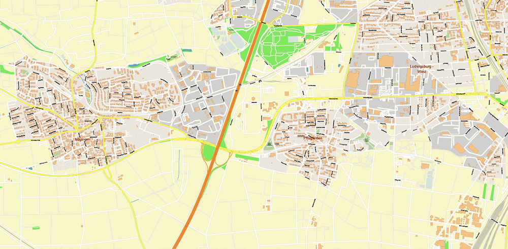 Stuttgart Germany Map Vector City Plan High Detailed Street Map editable Adobe Illustrator in layers