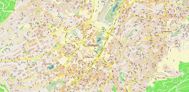 Stuttgart Germany PDF Vector Map: City Plan High Detailed Street Map ...