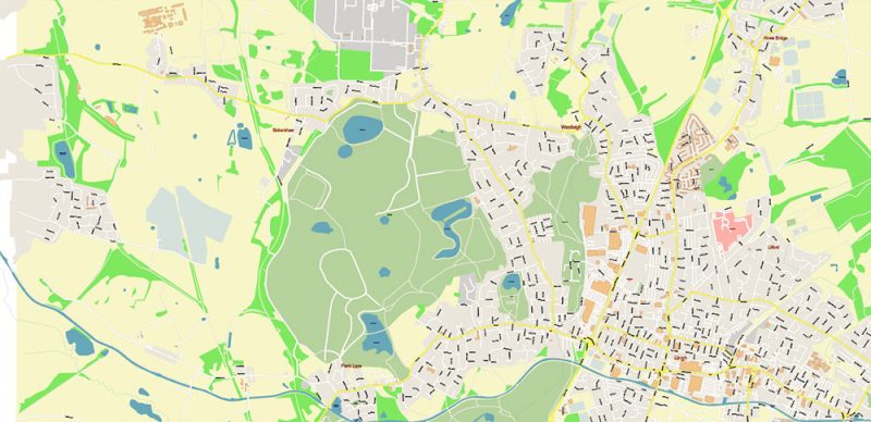 Bolton UK Map Vector City Plan High Detailed Street Map editable Adobe Illustrator in layers