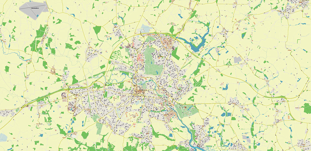 Colchester UK PDF Vector Map: City Plan High Detailed Street Map editable Adobe PDF in layers