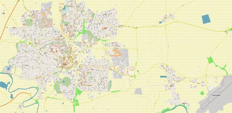 Darlinton UK Map Vector City Plan High Detailed Street Map editable Adobe Illustrator in layers