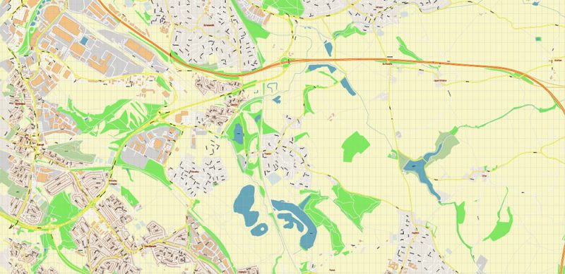 Doncaster UK Map Vector City Plan High Detailed Street Map editable Adobe Illustrator in layers