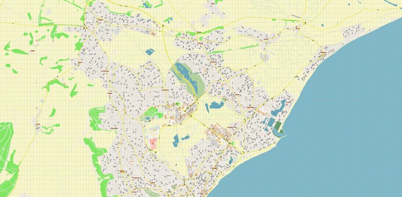 Eastbourne + Bexhill + Hastings UK Map Vector City Plan High Detailed Street Map editable Adobe Illustrator in layers
