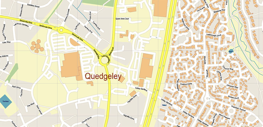 Gloucester + Cheltenham UK Map Vector City Plan High Detailed Street Map editable Adobe Illustrator in layers