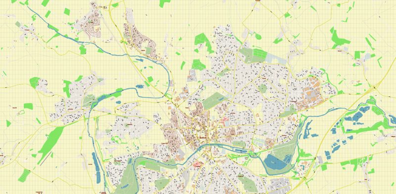 Luton + Milton Keynes + Bedford + Bletchley UK Map Vector City Plan High Detailed Street Map editable Adobe Illustrator in layers