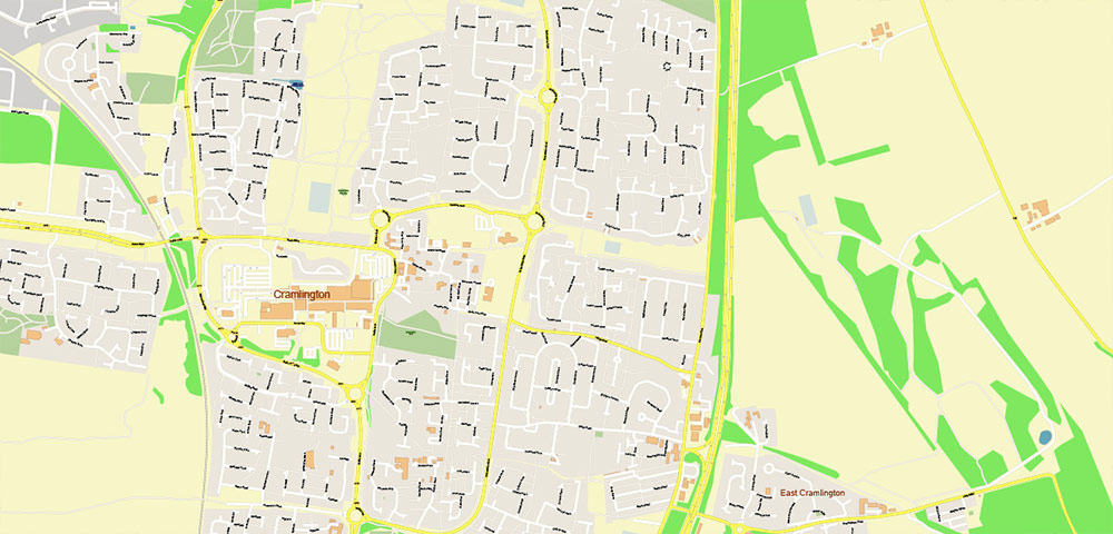 Newcastle Upon Tyne UK Map Vector City Plan High Detailed Street Map editable Adobe Illustrator in layers