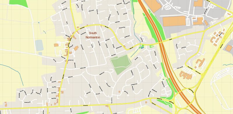 Nottingham + Derby UK Map Vector City Plan High Detailed Street Map editable Adobe Illustrator in layers
