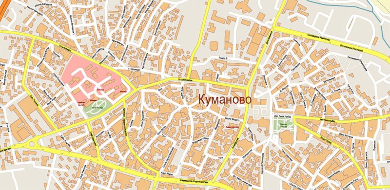 Skopje Macedonia Map Vector City Plan High Detailed Street Map editable Adobe Illustrator in layers