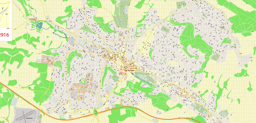 High Wycombe + Beaconsfield UK PDF Vector Map: City Plan High Detailed Street Map editable Adobe PDF in layers