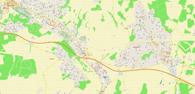 High Wycombe + Beaconsfield UK PDF Vector Map: City Plan High Detailed ...