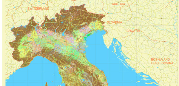 Editable Italy Map.pdf Italy complete country PDF Vector Map: Extra High Detailed Road Map ...