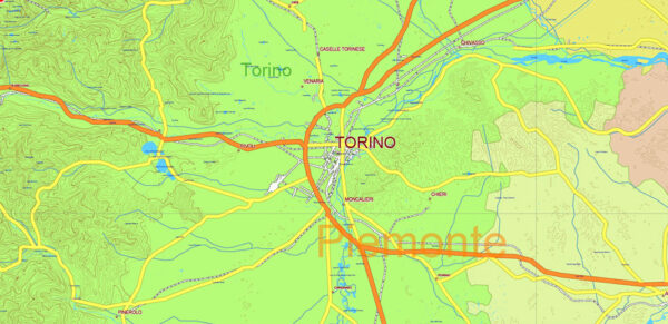 Editable Italy Map.pdf Italy complete country PDF Vector Map: Extra High Detailed Road Map ...