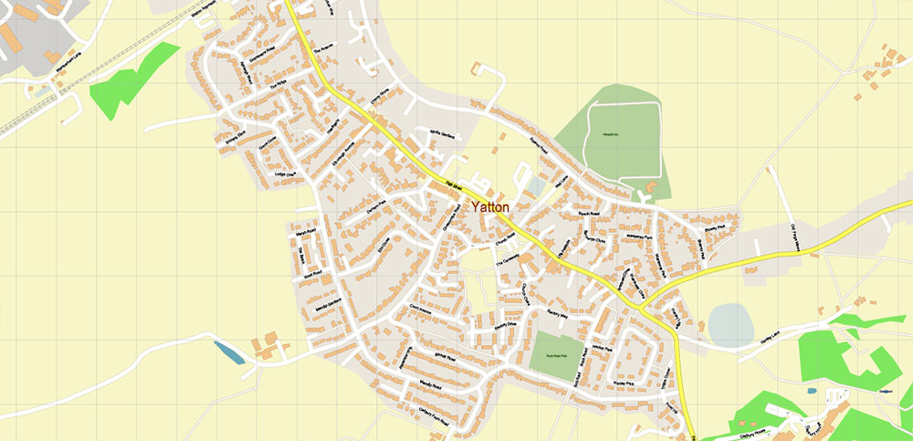 Milton + Yatton + Clevedon + Oldmixon UK PDF Vector Map: City Plan High Detailed Street Map editable Adobe PDF in layers