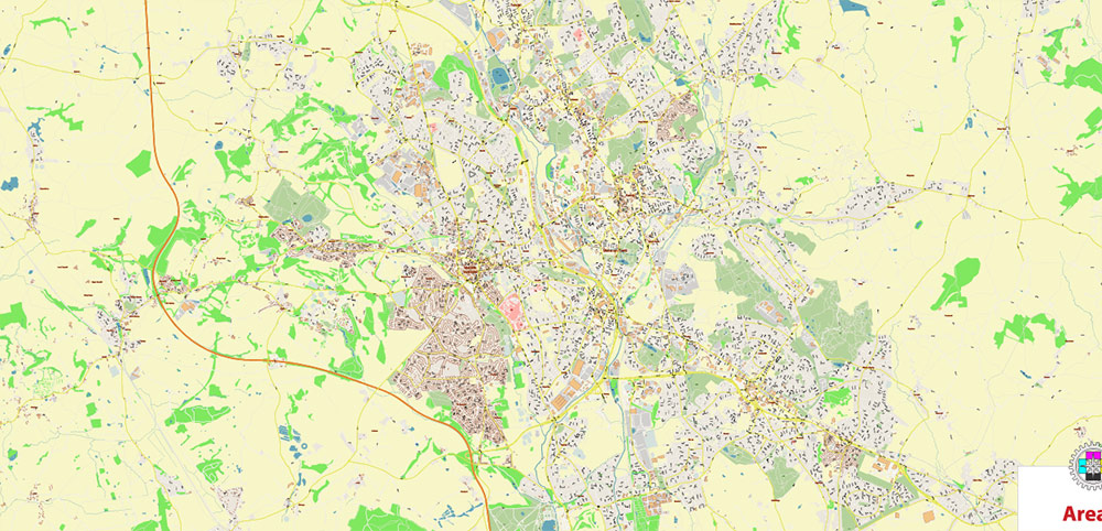 Newcastle-under-Lyme + Stoke-on-Trent UK Map Vector City Plan High Detailed Street Map editable Adobe Illustrator in layers