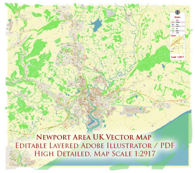 Newport UK Map Vector City Plan High Detailed Street Map editable Adobe ...