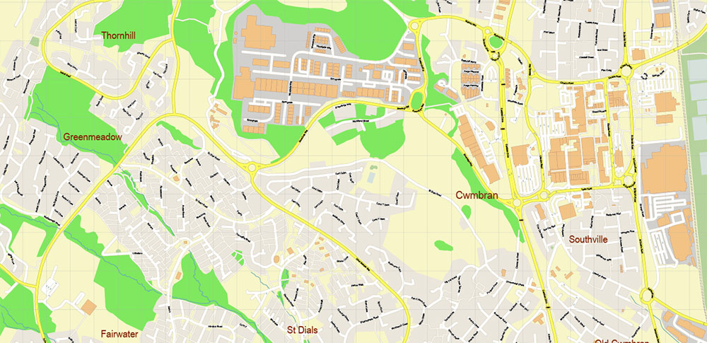 Newport UK PDF Vector Map: City Plan High Detailed Street Map editable Adobe PDF in layers