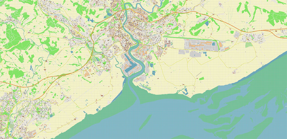 Newport UK PDF Vector Map: City Plan High Detailed Street Map editable Adobe PDF in layers