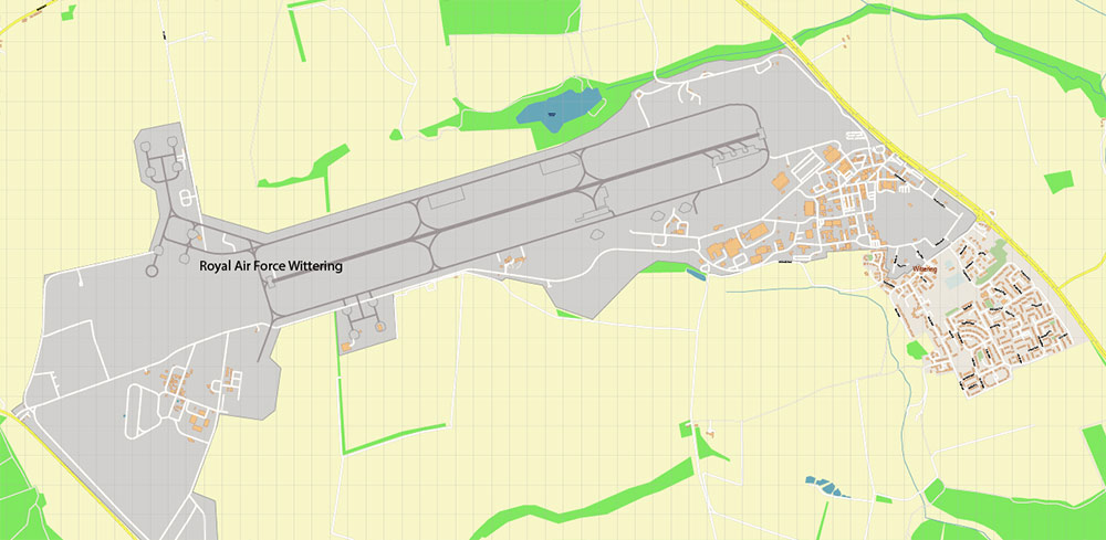 Peterborough Area UK Map Vector City Plan High Detailed Street Map editable Adobe Illustrator in layers