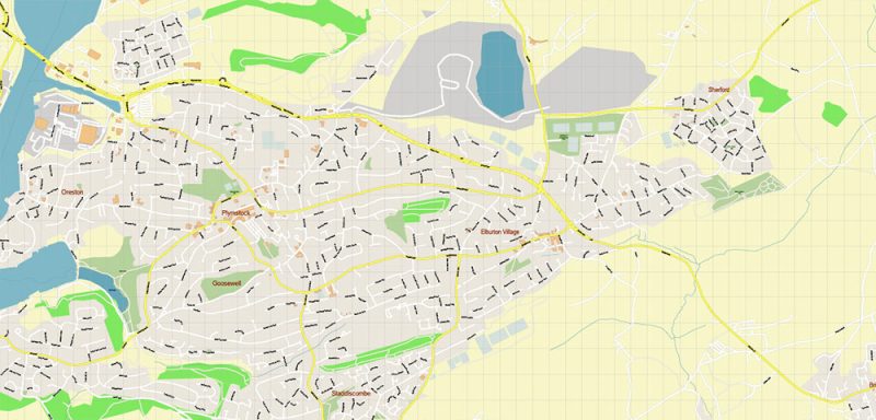 Plymouth Area UK Map Vector City Plan High Detailed Street Map editable Adobe Illustrator in layers