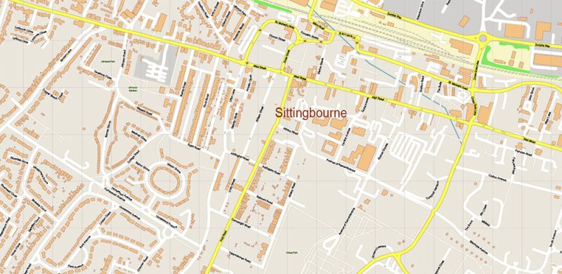 Rochester + Maidstone + Gillingham UK Map Vector City Plan High Detailed Street Map editable Adobe Illustrator in layers