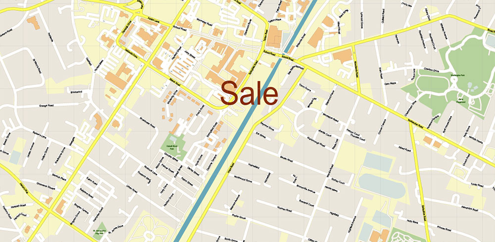 Sale Area UK Map Vector City Plan High Detailed Street Map editable Adobe Illustrator in layers