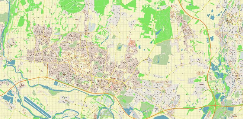 Slough + Windsor Area UK Map Vector City Plan High Detailed Street Map editable Adobe Illustrator in layers