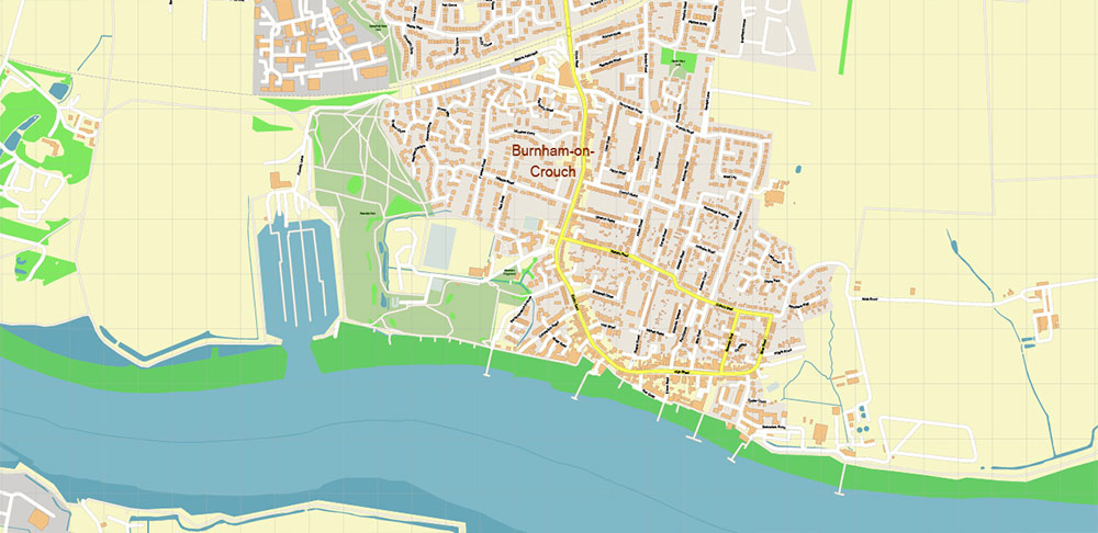 Southend-on-Sea UK PDF Vector Map: City Plan High Detailed Street Map editable Adobe PDF in layers