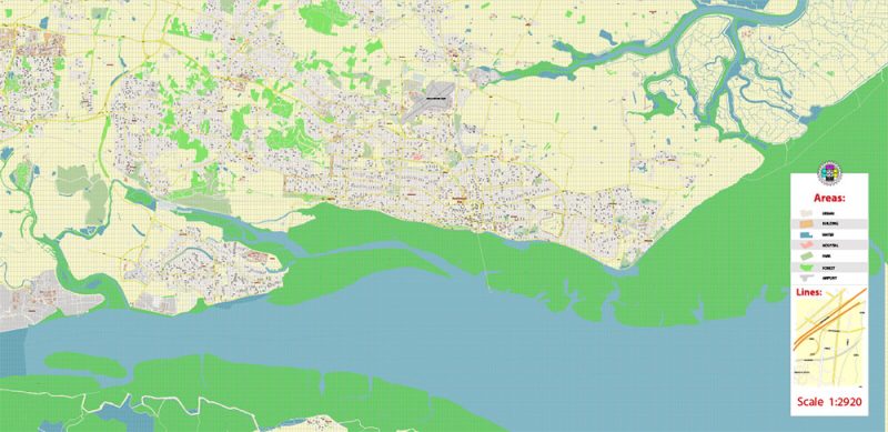 Southend-on-Sea UK Map Vector City Plan High Detailed Street Map editable Adobe Illustrator in layers