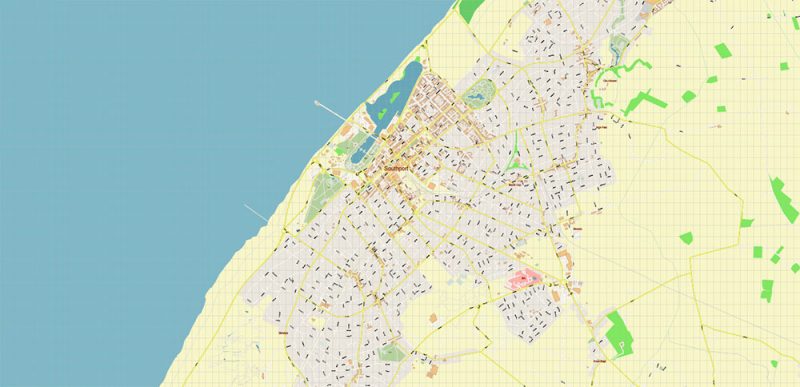 Southport Area UK Map Vector City Plan High Detailed Street Map editable Adobe Illustrator in layers
