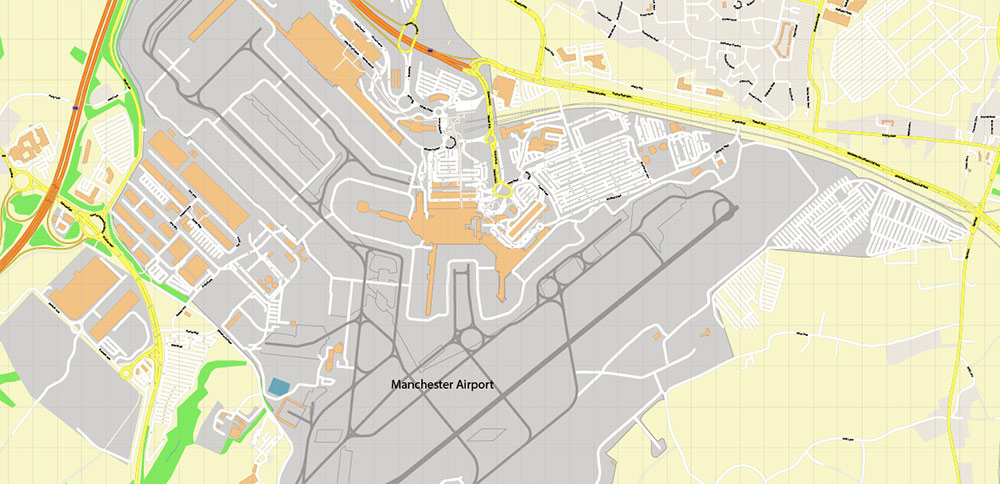 Stockport UK Map Vector City Plan High Detailed Street Map editable Adobe Illustrator in layers