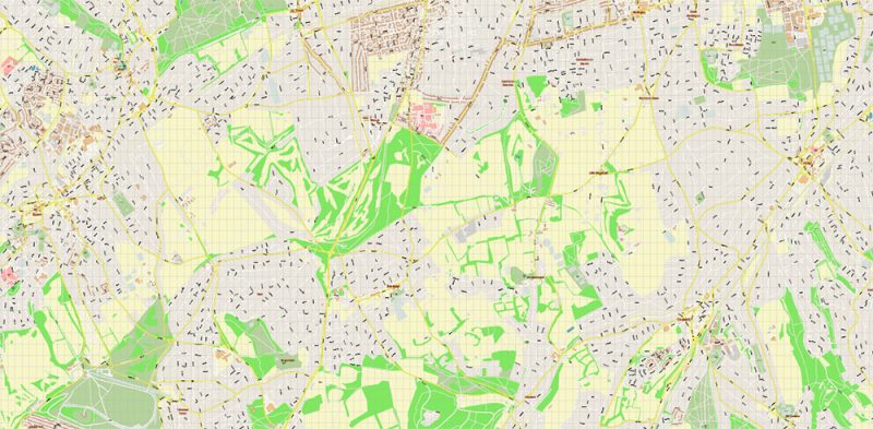 Sutton Area UK Map Vector City Plan High Detailed Street Map editable Adobe Illustrator in layers