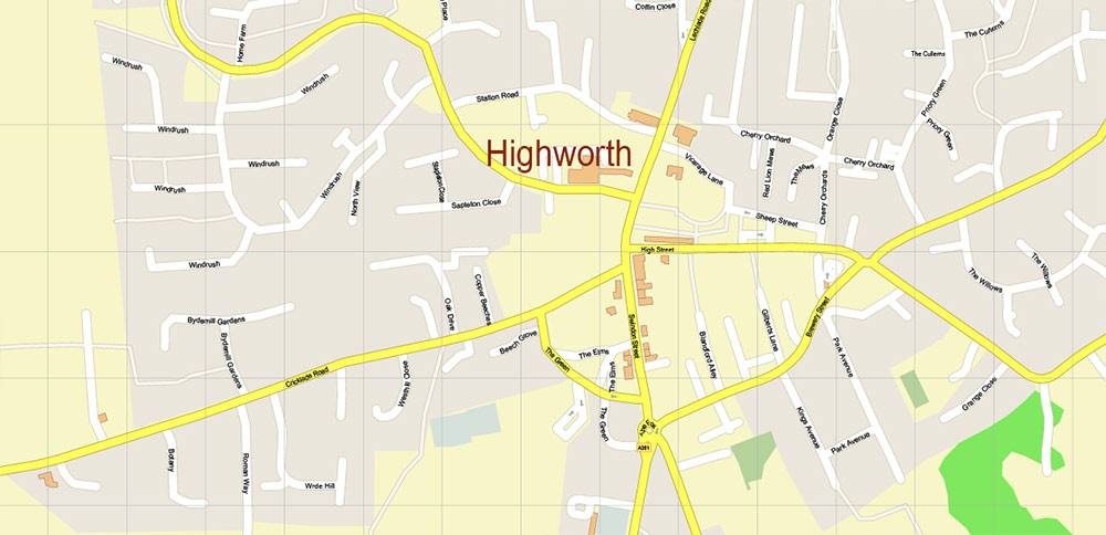 Swindon Area UK Map Vector City Plan High Detailed Street Map editable Adobe Illustrator in layers