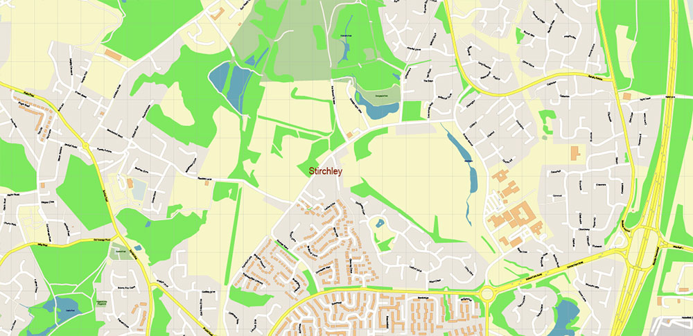 Telford Area UK PDF Vector Map: City Plan High Detailed Street Map editable Adobe PDF in layers