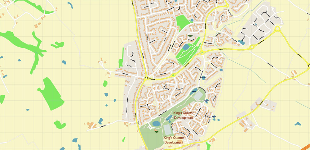 Warrington Area UK PDF Vector Map: City Plan High Detailed Street Map editable Adobe PDF in layers